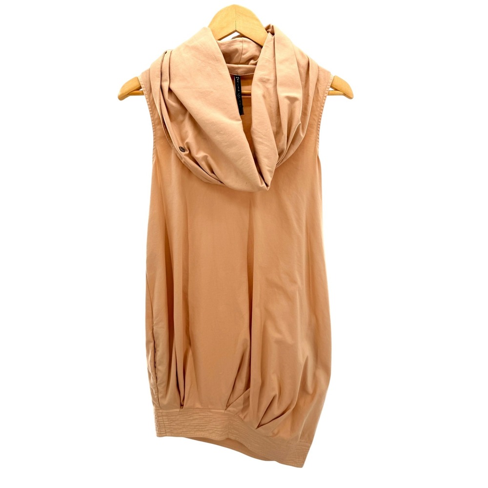 Manila Grace Draped Cowl Neck Balloon Dress Beige NWT Made in Italy Size IT 38 2
